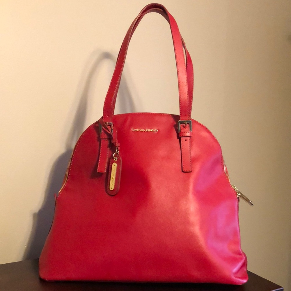 CYNTHIA ROWLEY Estate Red Leather Top Handle Shoulder Bag